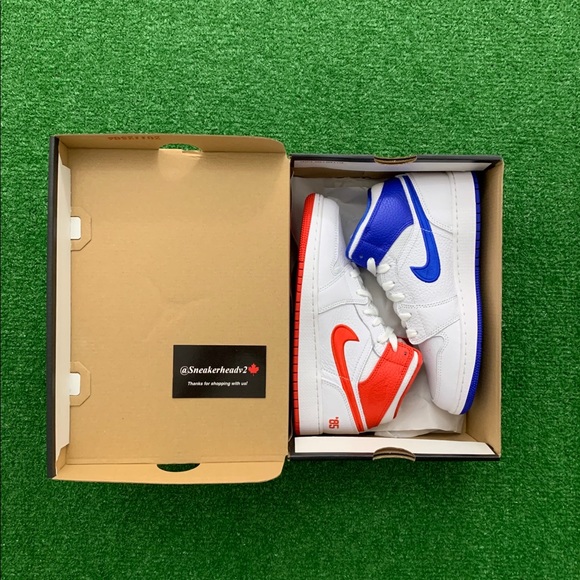 -Edm- 🔵🔴⚪️*NEW* Air Jordan 1 Mid “85” (GS) - Picture 9 of 10